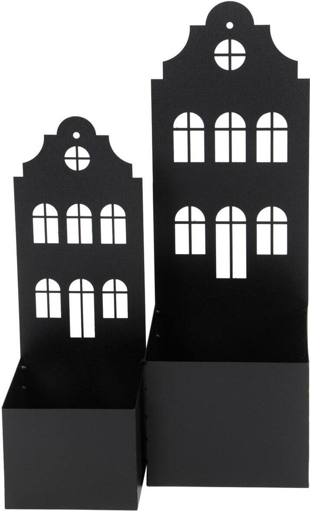 Pflanzkästen Häuser Set schwarz
