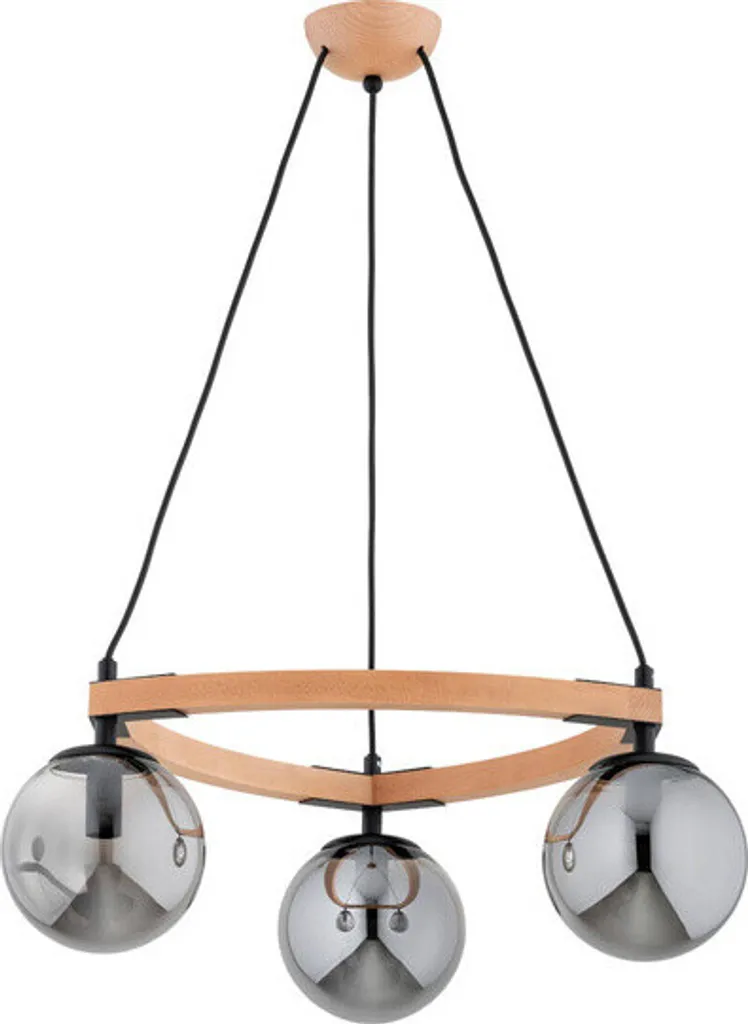 Suspension bois ADINA 3 boules verre foncé E14 10W ALF62463 Alfa