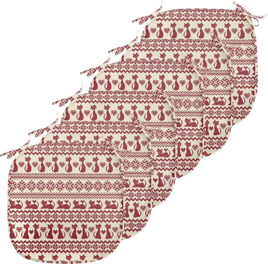 ABAKUHAUS Coussins de chaise pixel art beige et rubis, lot de 6 pièces