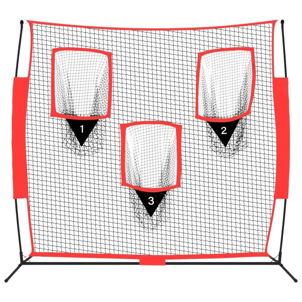 Filet de baseball robuste 183 cm polyester avec cadre acier noir et rouge - 3