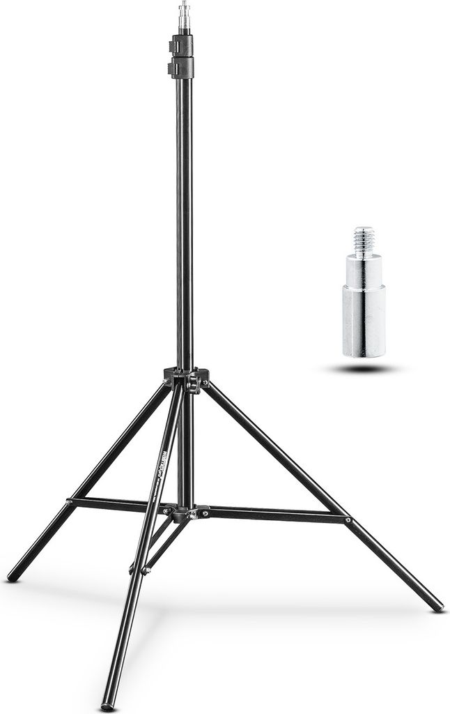 Walimex pro WT-803 Lampenstativ höhenverstellbar bis 208 cm, Lichtstativ aus Aluminium mit Tasche + Adapter, Studiostativ max. Traglast 3,5 kg, Bl...
