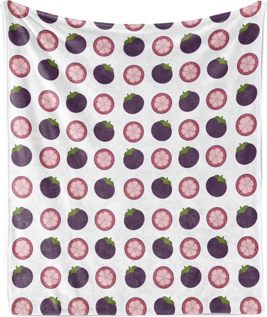 ABAKUHAUS Obst Weich Flanell Fleece Decke, Healty Halbieren Beeren Muster in Wiederholung Design Natürliche Kunst, 175 x 230 cm, Pflaume Puder Rosa