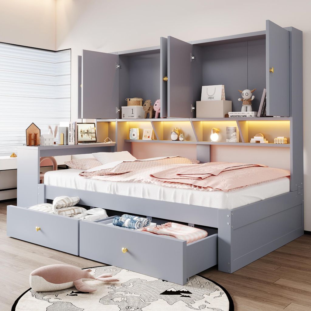 Flieks Jugendbett 90x200cm mit Schreibtisch, Einzelbett mit Produktbild 