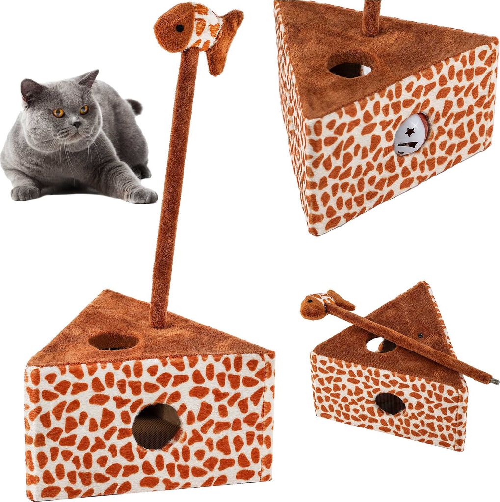 Kratzbaum Mit Fischspielzeug Kletterbaum Katzenkratzbaum Katzenbaum Beige-Braun