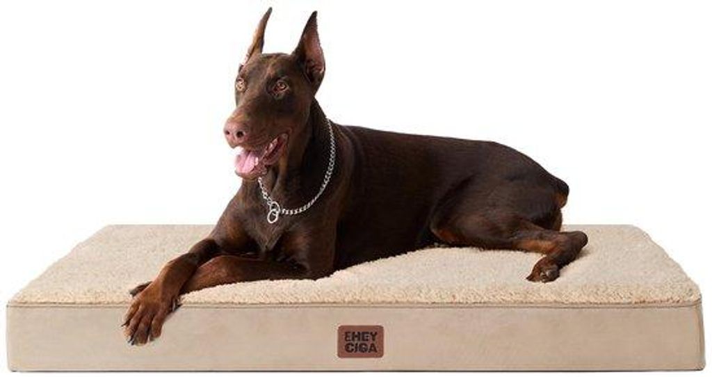 Orthopädisches Hundebett XXL 120x74x9cm, Waschbares Kissen, Khaki