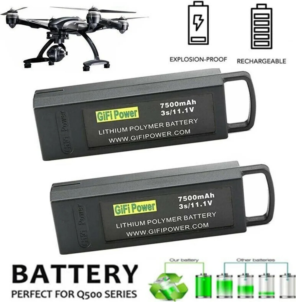 Lot de 2 Batteries Li-Po 11.1V 7500mAh pour Drone YUNEEC Typhoon Q500+