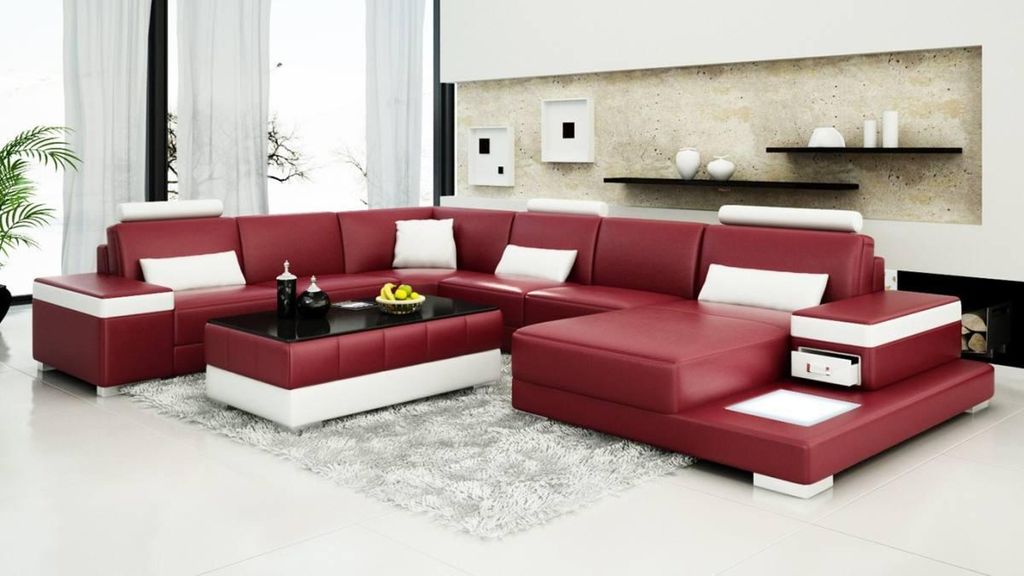 Ledersofa Designer Sofa U Form Wohnlandschaft Couch Polster Ecksofa Garnitur Neu
