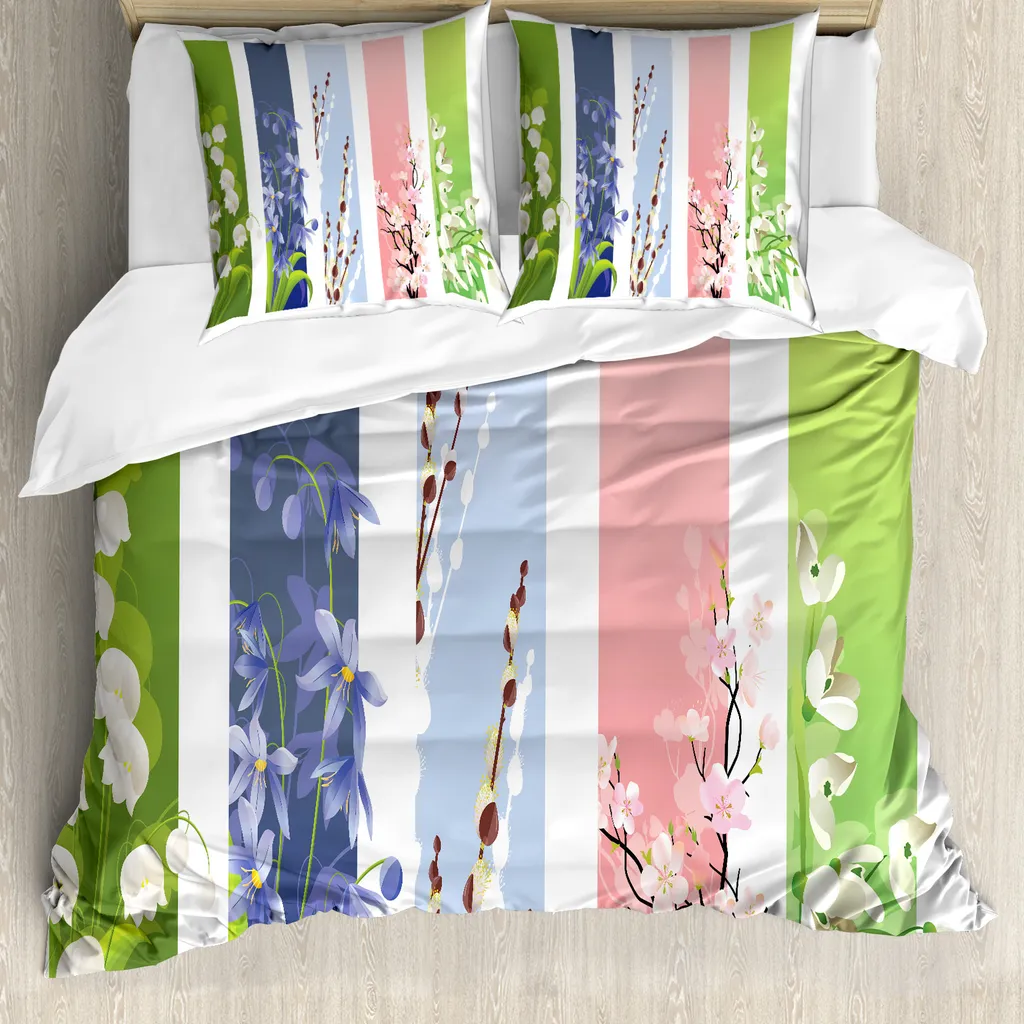 Parure de lit florale multicolore 155x220 cm en microfibre haut de gamme