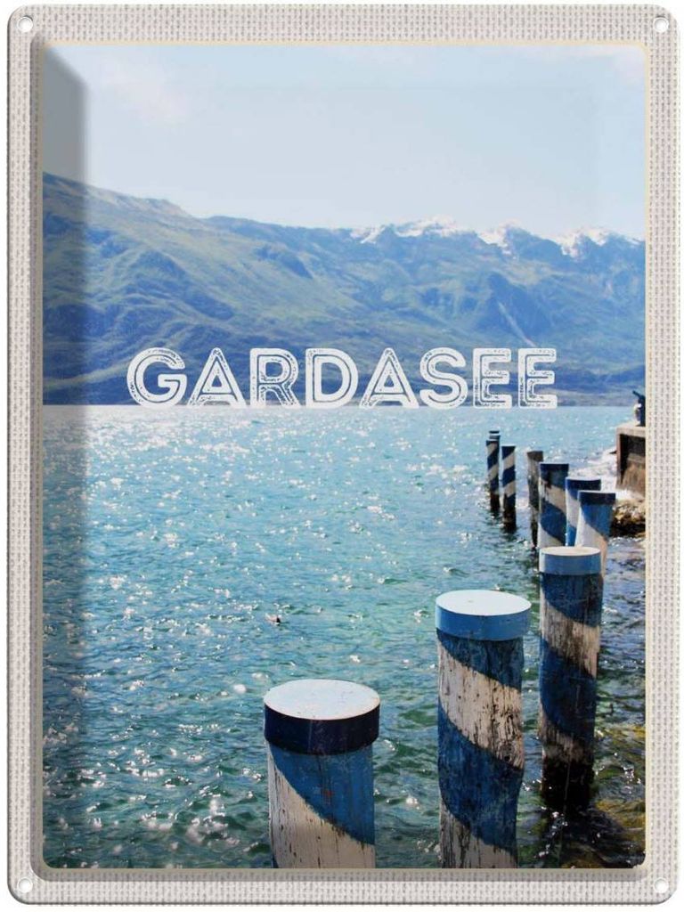 vianmo Blechschild 40x30 cm Gardasee Italien Urlaub See Gebirge Reise Bildmotiv Reisemotiv Abenteuer Reisen Europa
