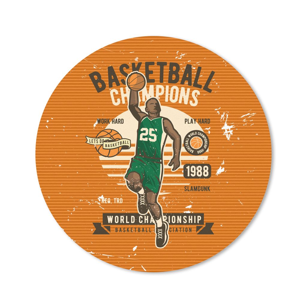 MuchoWow Mauspad Mousepad Mancave - Basketball - Männer - Vintage 50x50 cm - Mousepads - Maus Mat - Pad - Mausunterlage - Vinyl