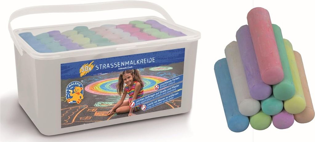 Pack de 50 craies de rue - craies colorées pour l'extérieur Image du produit 