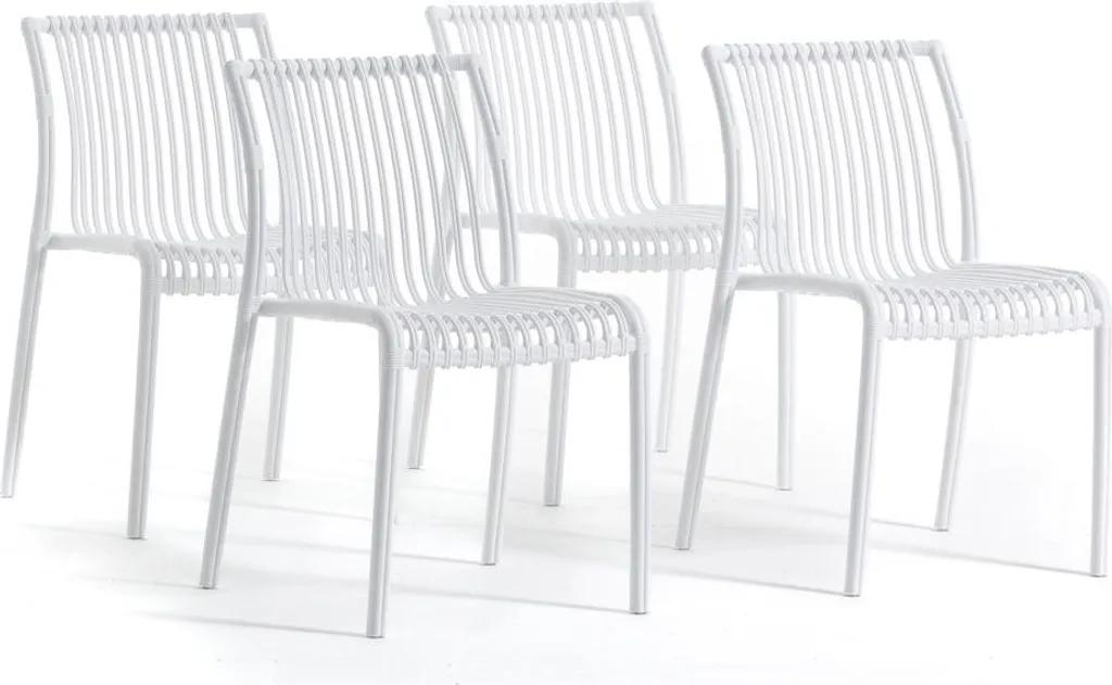 Chaises pour bar et restaurant OLIMPIA blanches lot de 4 empilables