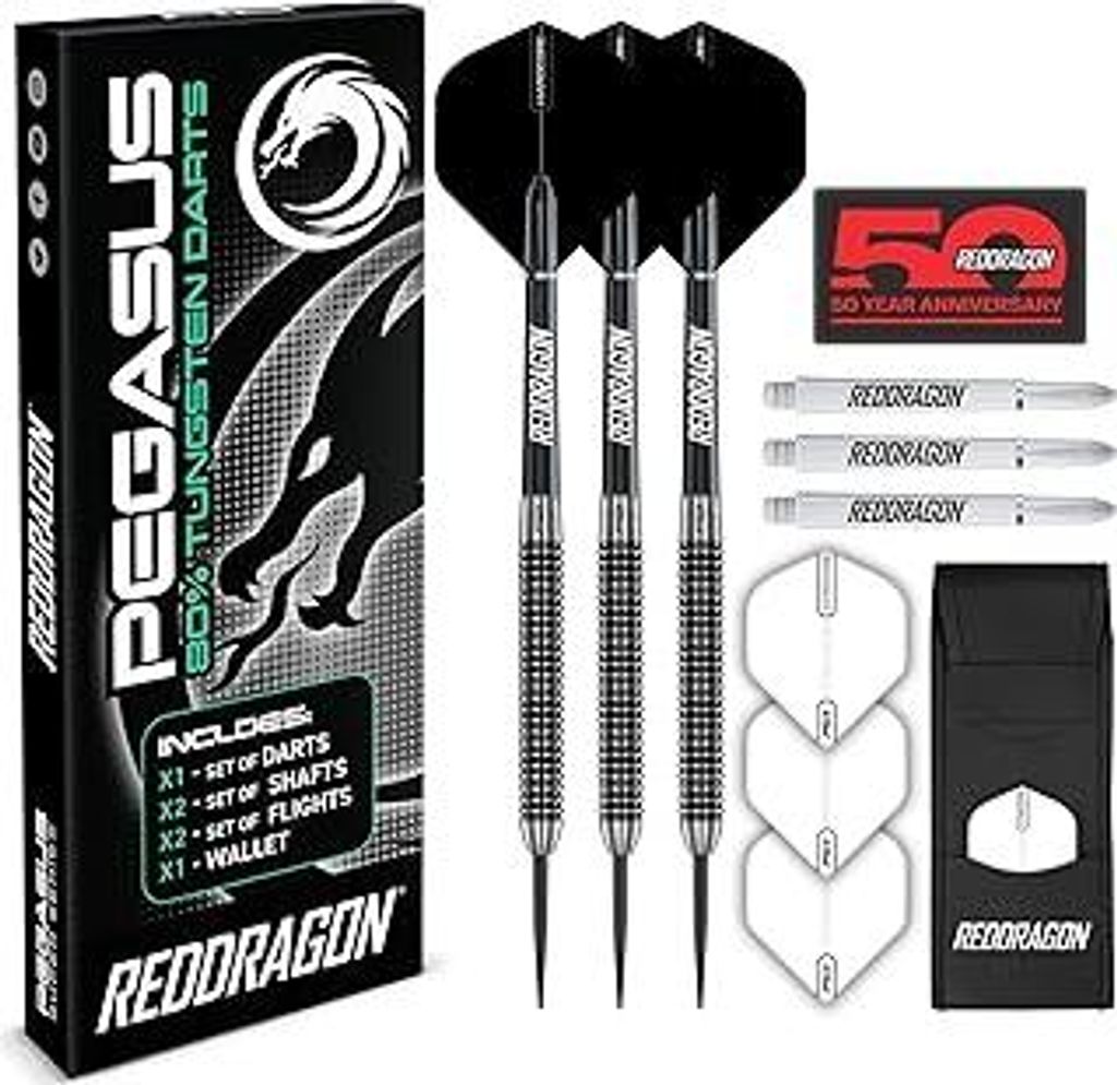RED DRAGON Darts - Pegasus Profi 80% Tungsten Darts Set | Erhältlich mit Dartpfeile Metallspitze 21g, 23g, 24g, 25g, 26g, 28g, 30g Steeldarts | Da...