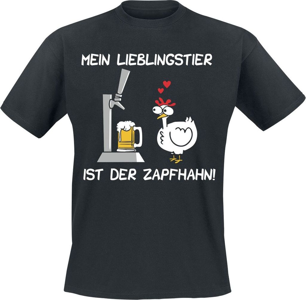 Alkohol & Party T-Shirt Herren Mein Lieblingstier ist der Zapfhahn schwarz L