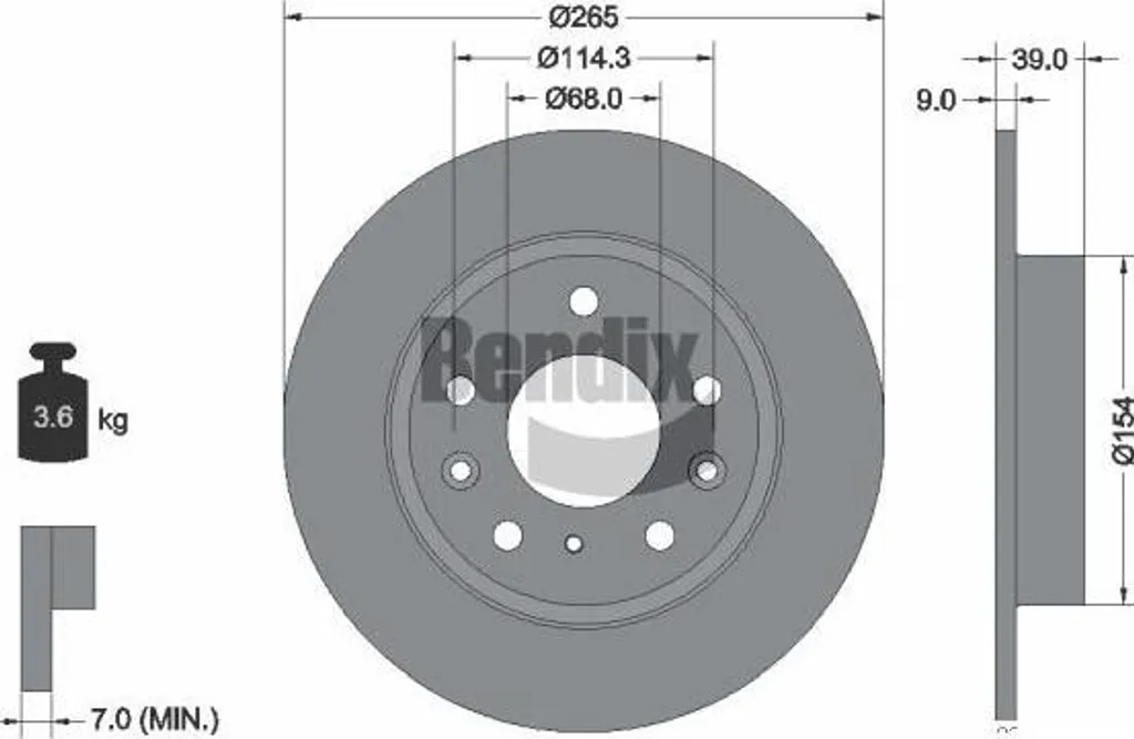 BDS1618 Bendix Disque de Frein OE BDTS26251 pour Mazda CX-30 Essence