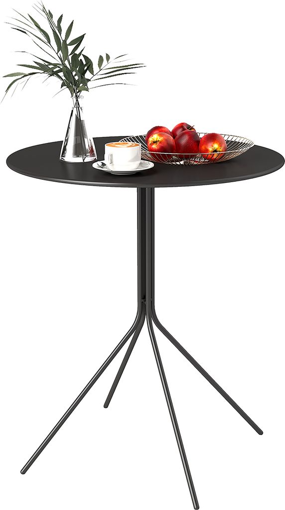 Outsunny Gartentisch Ø60 x 71 cm, Wetterfest Balkontisch aus Stahl, Rund Beistelltisch für Garten Terrasse Balkon Schwarz