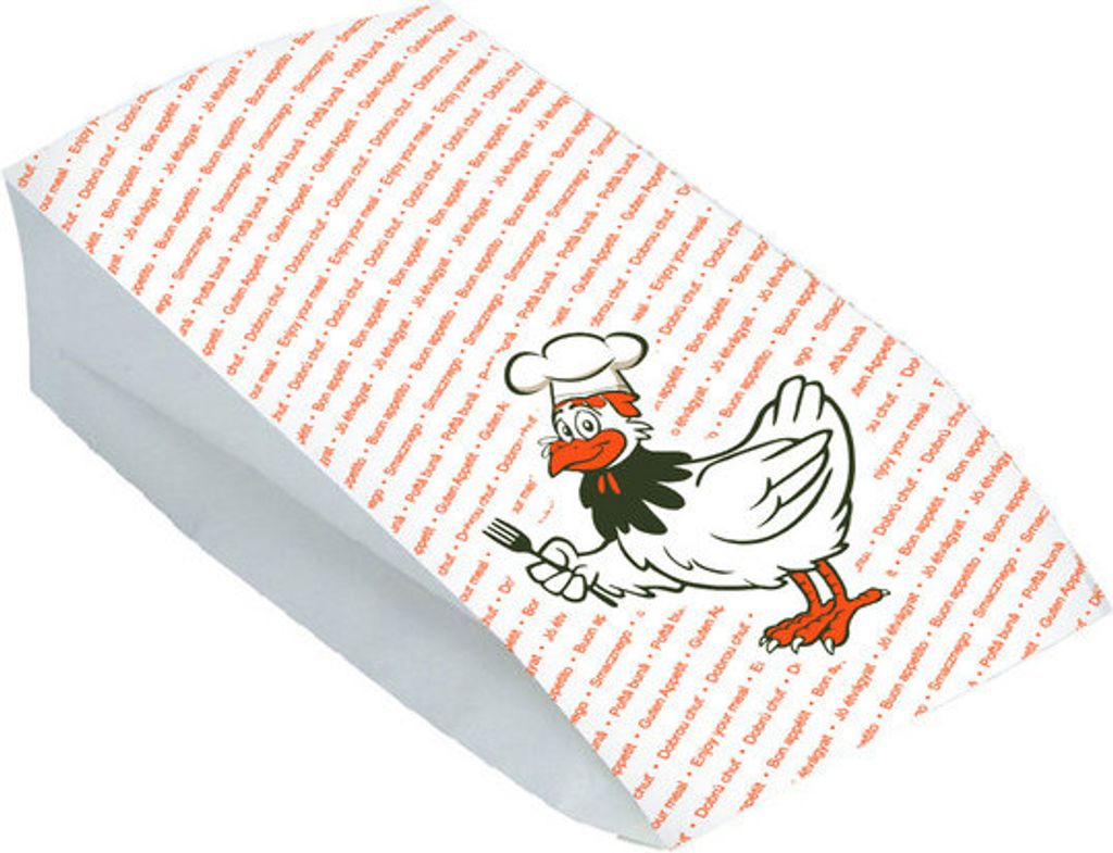 500x Hähnchenbeutel Warmhaltebeutel für ganzes Huhn 13+8x28 cm 2-lagig