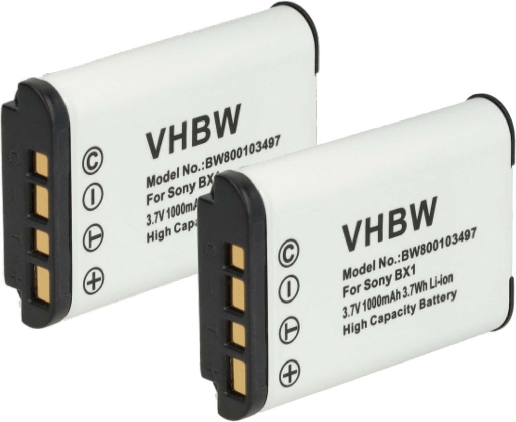 vhbw 2x Akku kompatibel mit Sony Cybershot DSC-RX100mIII, DSC-RX100 VI, DSC-RX100mII, DSC-RX100 Mark VI, DSC-RX100 V Kamera (1000 mAh, 3,6 V, Li-Ion)