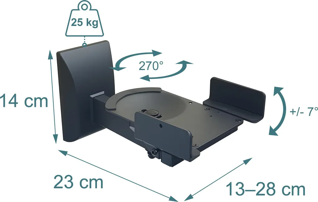 Support Enceinte Mural Orientable et Inclinable Set de 2 Pièces Relaxdays - 4