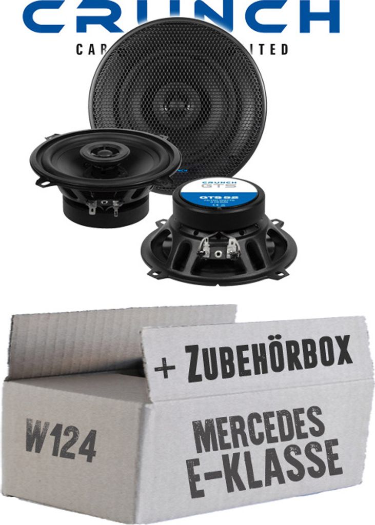 Lautsprecher Boxen Crunch GTS52 - 13cm 2-Wege Koax GTS 52 Auto Einbauzubehör - Einbauset passend für Mercedes W124 Limo Heck - justSOUND