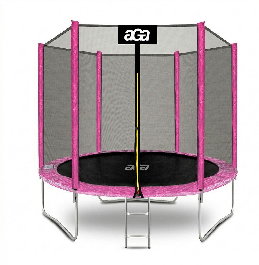 Aga SPORT TOP Trampolin, 244 cm 8 ft Rosa, Kindertrampolin, Gartentrampolin mit Sicherheitsnetz + Sicherheitsnetz + Leiter