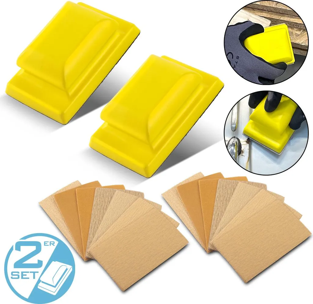 STAHLWERK Set 2 Blocchi Manuali in PU - Levigatura di Precisione Velcro