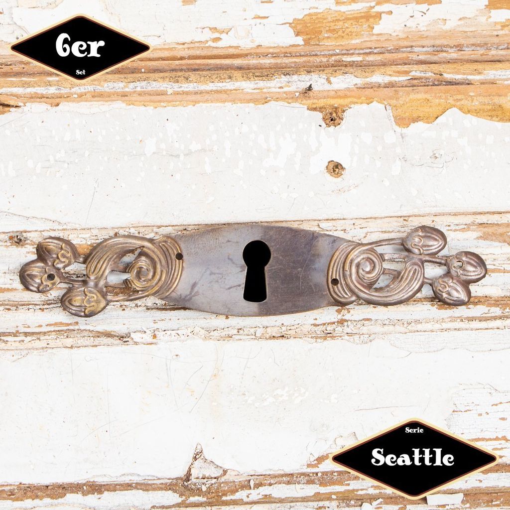Schlüsselplatte,Serie "Seattle",6er Pack | Eisen in Messing pat.| H2,3xB12,0cm