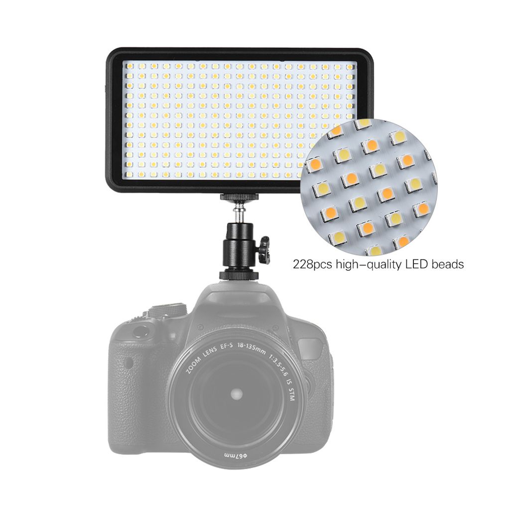 Andoer Ultra-Thin-3200K / 6000K Dimmbare Studio Video Fotografie LED Light Panel Lampe 228pcs Beads fuer Canon Nikon DSLR-Kamera-DV-Camcorder