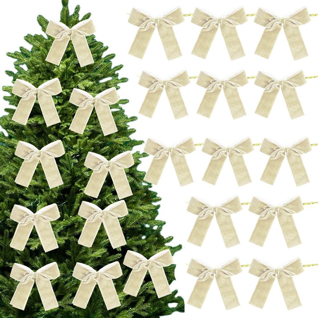 24 Stück Weihnachtsschmuck aus Samt, Samtschleifen-Ornamente für den Weihnachtsbaum, für den Innenbereich, Weihnachten, Zuhause, elegantes Dekor
