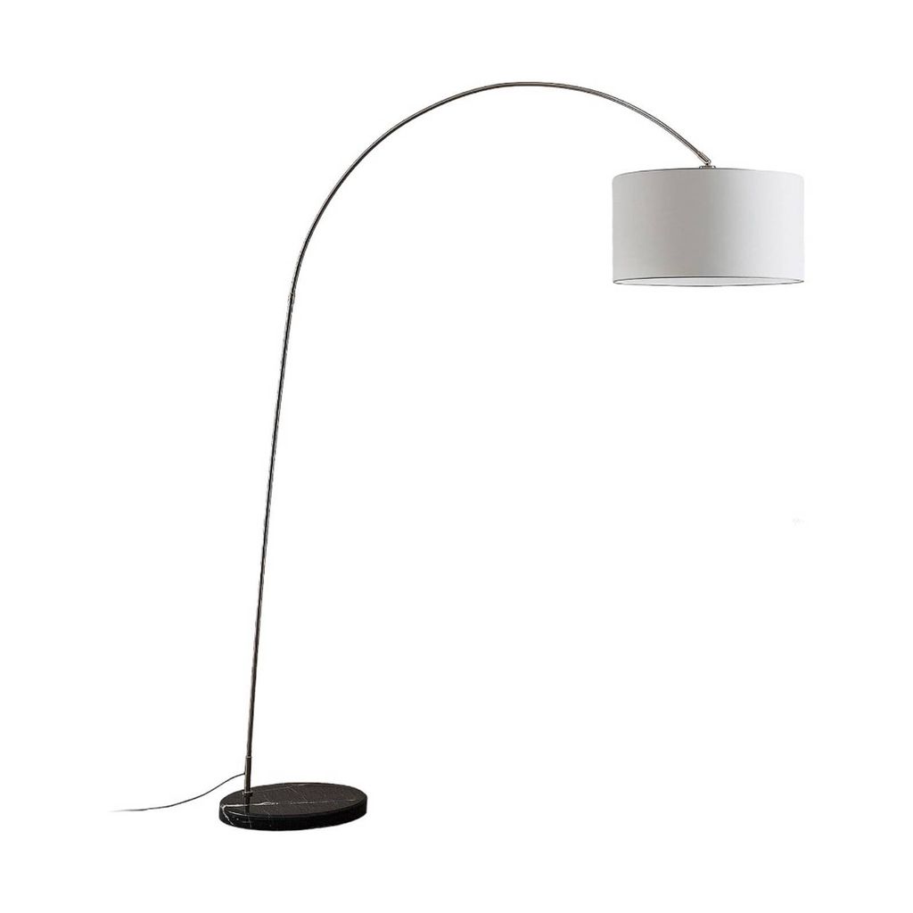 Lindby Bogenlampe Belinda, weiß, Textil, Marmor, 200 cm, E27