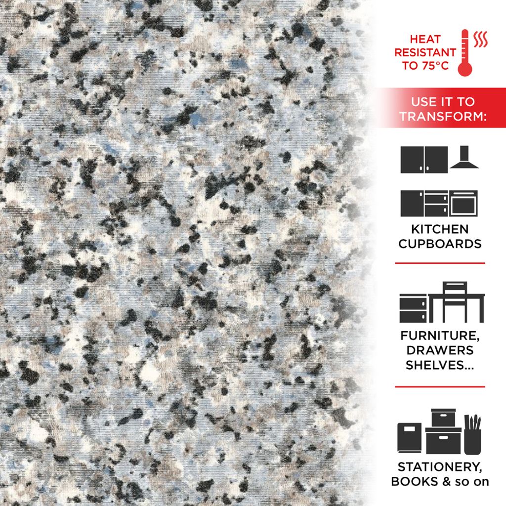 Alkor 3800011 Möbelklebefolie, Granitoptik Blau, 45 cm x 2 m