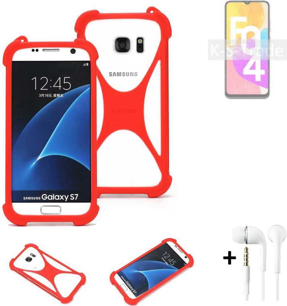 Handy-hülle + Kopfhörer kompatibel mit Samsung Galaxy F04 Schutz-hülle Bumper Silikon Schutz Hülle Cover Case Silikoncase Silikonbumper TPU