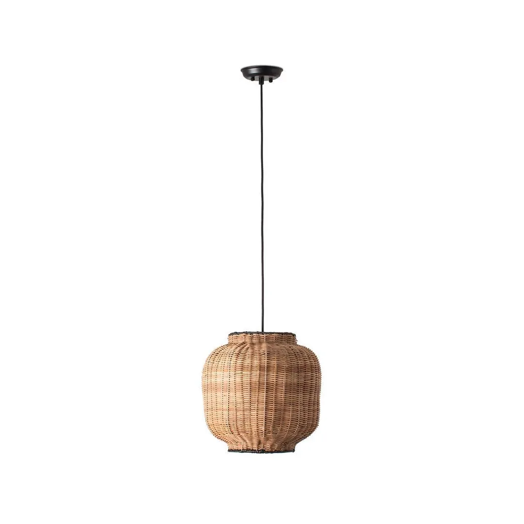 Suspension ø300 TUPAI 65134-77 en métal noir et cannage rotin naturel
