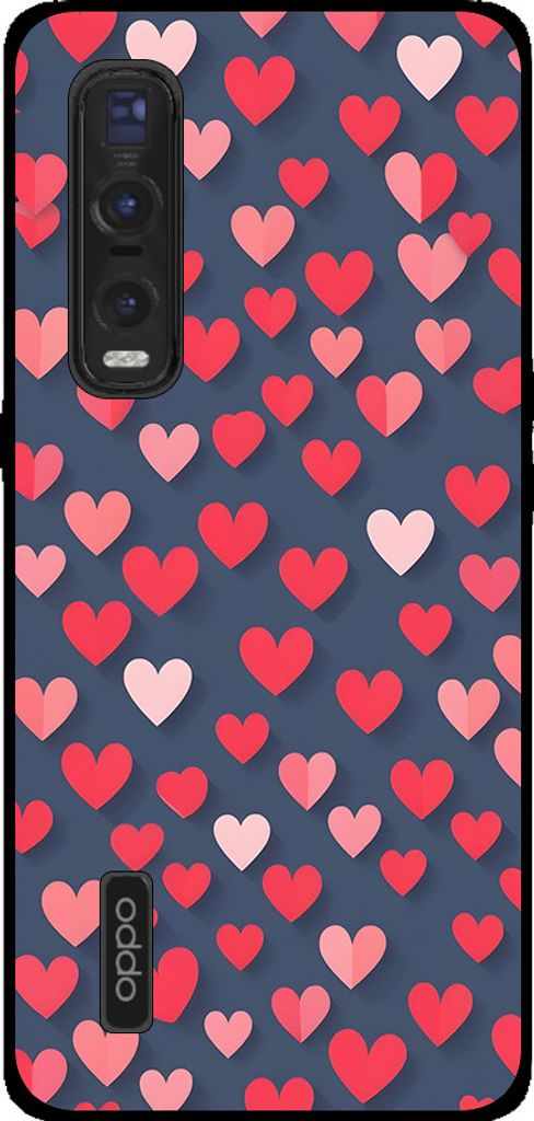 Smartphonica Telefon Fall fit für Oppo Find X2 Pro mit rosa und roten Herzen drucken - TPU Backcover Fall mit rosa und roten Herzen Design