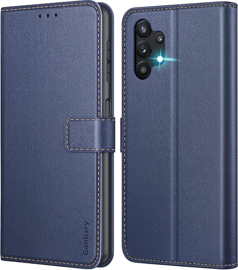 Samsung Galaxy A13 4G Handyhülle Blau Leder Tasche mit Produktbild 