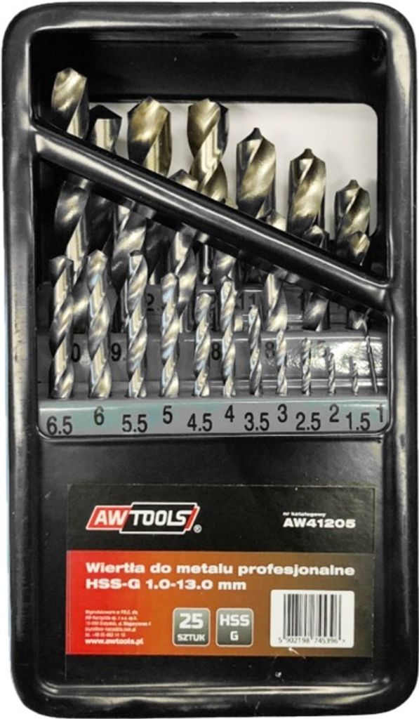 AWTOOLS HSS-G METALLBOHRER-SET 25-tlg. /1,0-13,0mm/