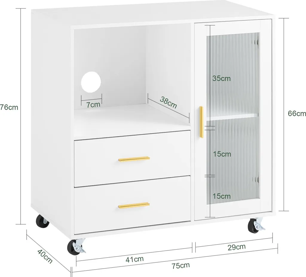 Petit Buffet de Cuisine Mobile Blanc - Solution Gain de Place ASK09-W