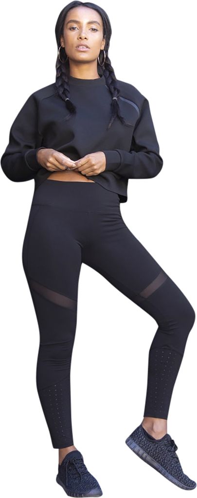 Tombo Damen Leggings mit Netz-Einsätzen PC3441 (M) (Schwarz)