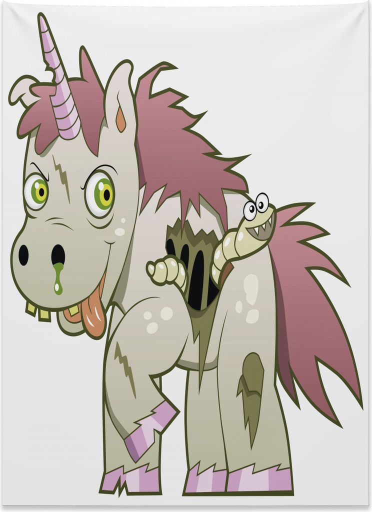 Abakuhaus Zombie Wandteppich, Schlechter Einhorn-Mythos aus Weiches Mikrofaser Stoff Kein Verblassen Klare Farben Waschbar, 110 x 150 cm, Getrockne...