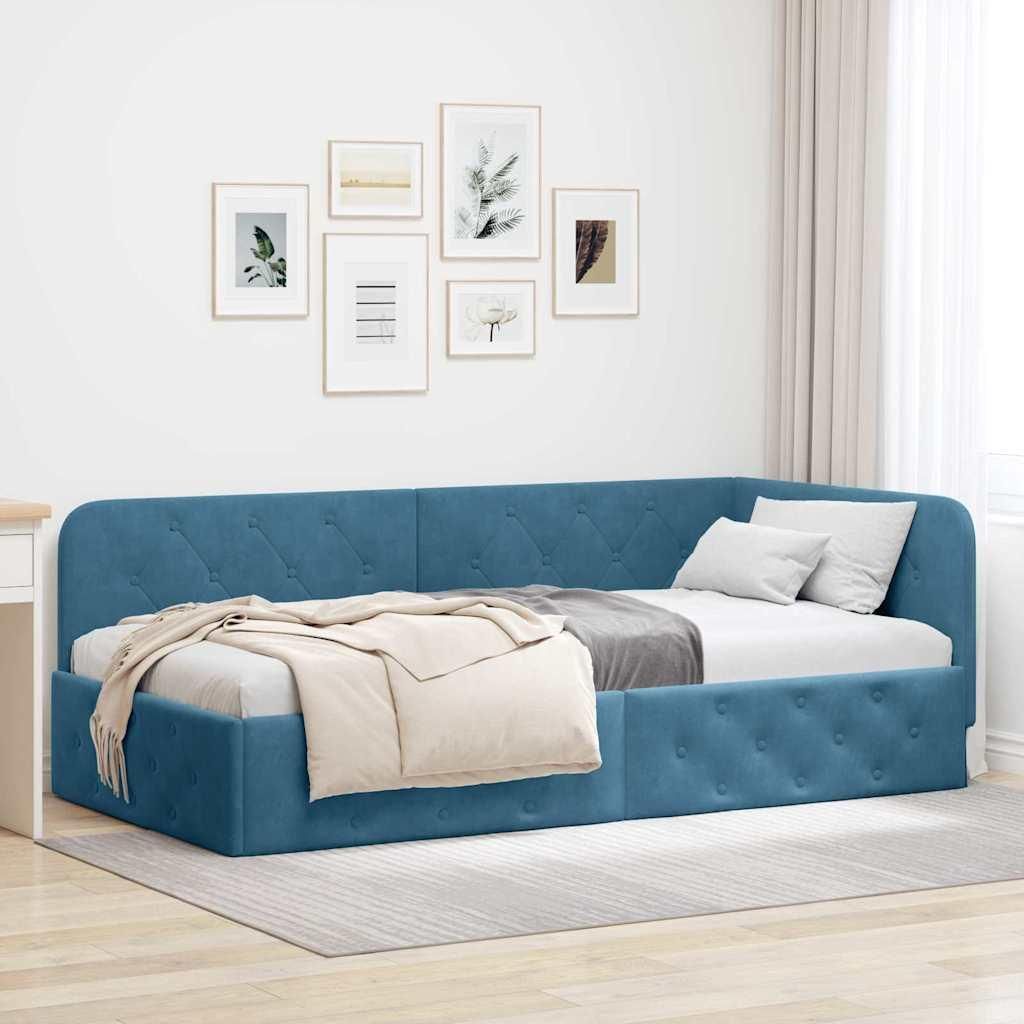 Maison Exclusive - Eckbettgestell Blau 100 x 200 cm Samt