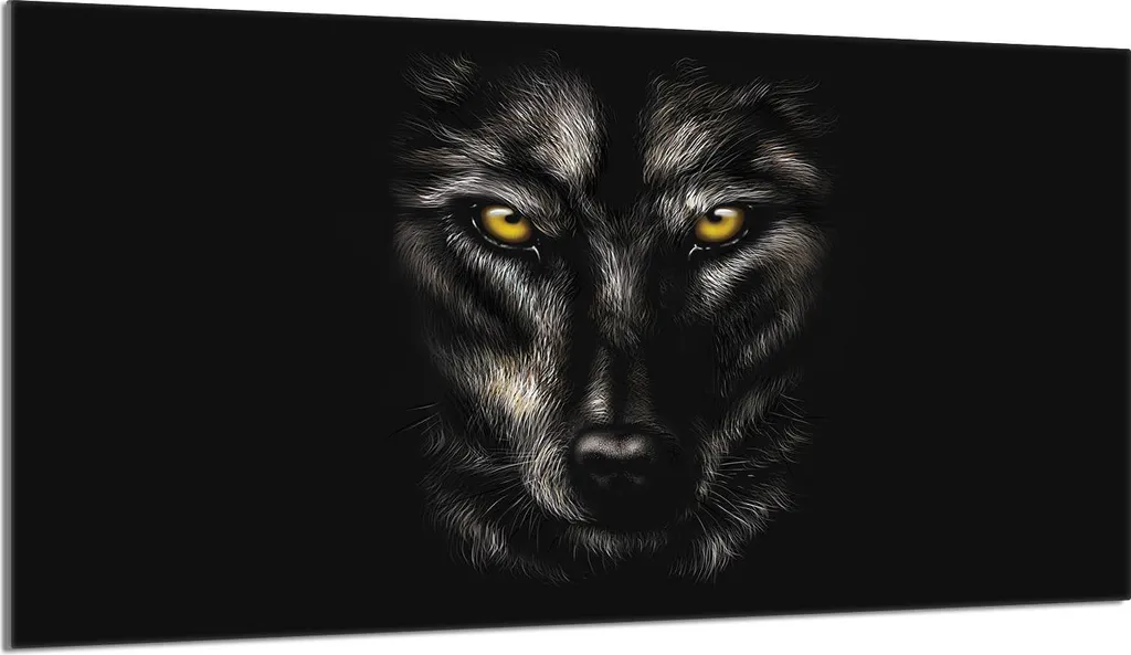 Piano cottura 90x52 Coperchio in ceramica Paraspruzzi Piatto in vetro Tagliere decorativo, Wolf Black