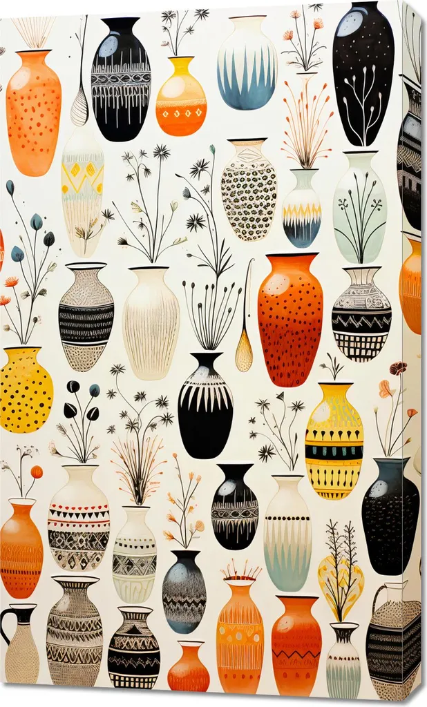 Tableau Symphonie de vases Image 60 x 100 cm pour Décoration Murale Chic