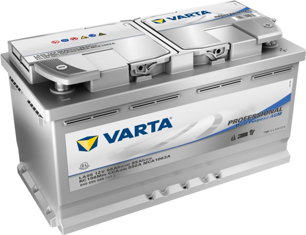 A VARTA Professional AGM car battery shown from a three-quarter front angle on a white background.