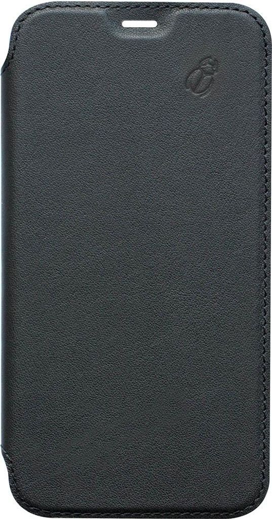 BEETLECASE, Schutzhülle für Apple iPhone 6/7/8/SE(2022) Folio Premium aus Leder mit kristallklarer Rückseite, Schwarz