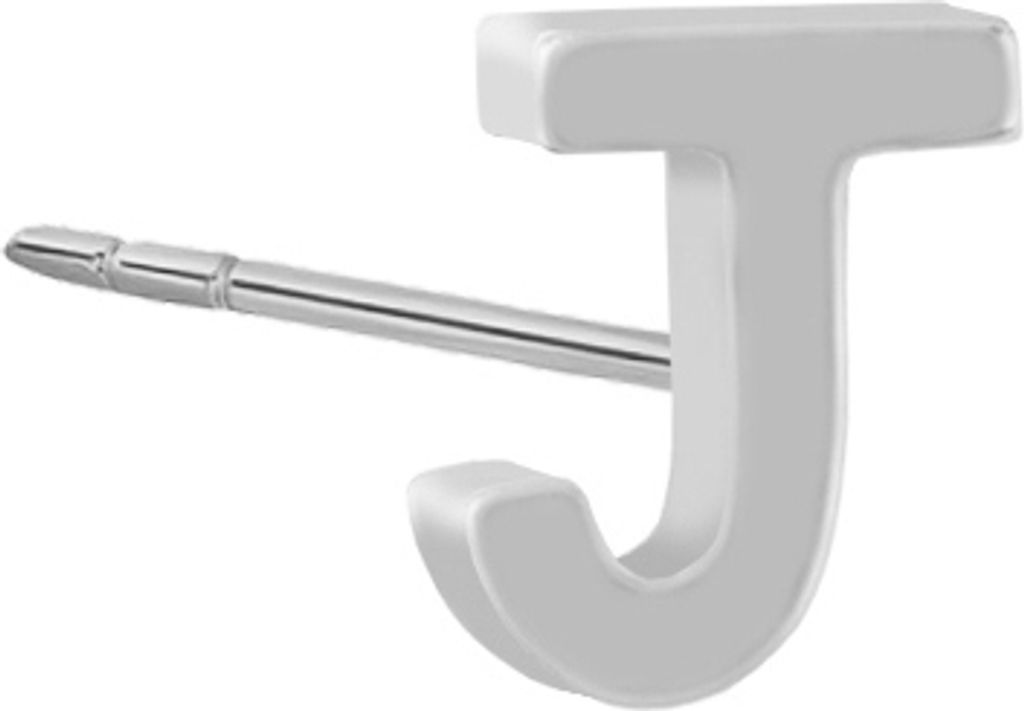 New Bling 9NB-908J - Zilveren oorsteker Letter J – Rhodium Plated – 4 mm – Per Stuk