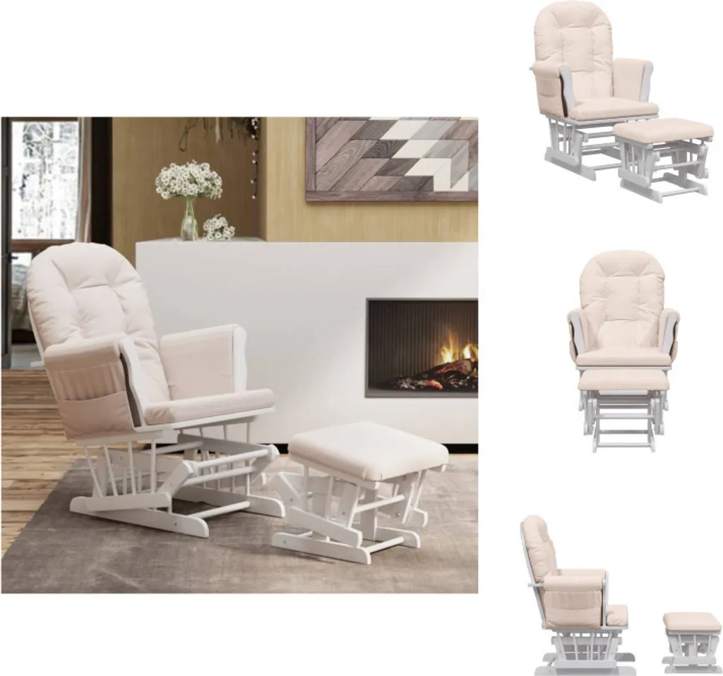 vidaXL Fauteuil à bascule avec tabouret glissant en tissu rose clair