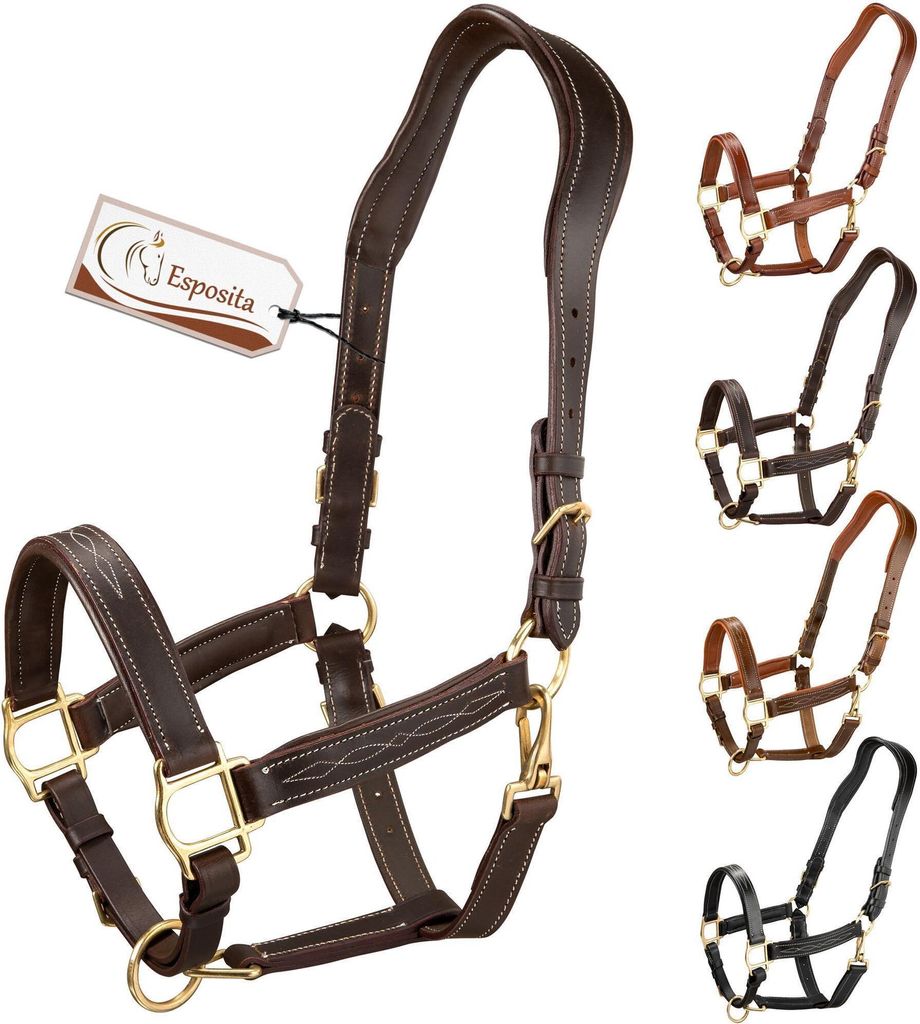 Esposita anatomisches Lederhalfter "Deluxe" - Schoko Braun Pony