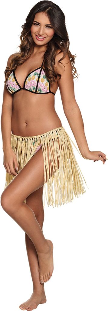 Hawaiianischer Rock Raffia beige 40 cm