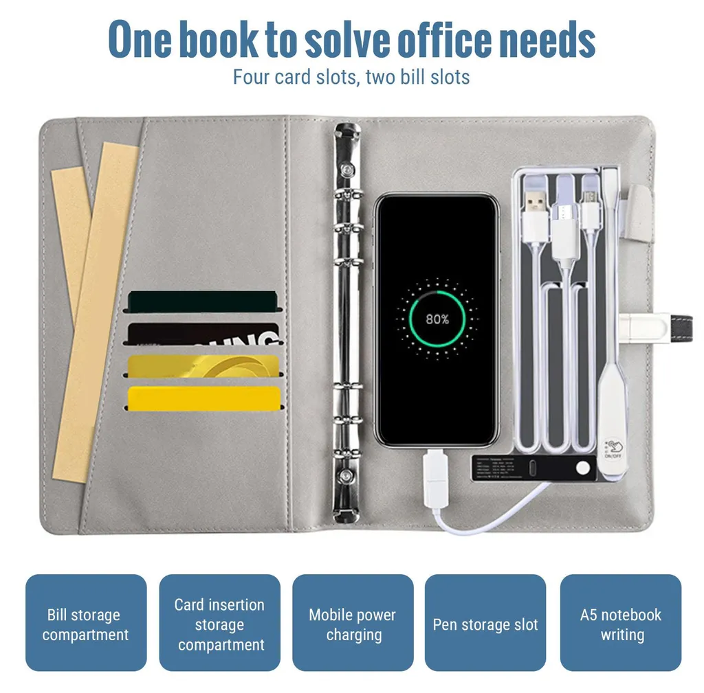 Carnet de notes multifonction charge sans fil 15W et batterie 8000 mAh - 17