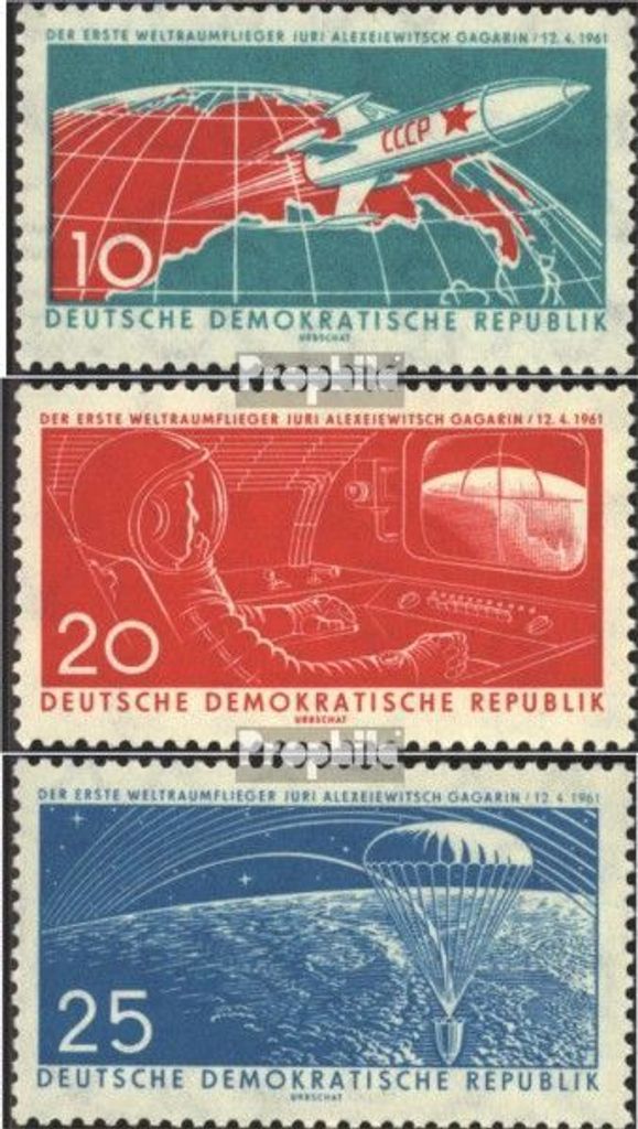 Briefmarken DDR 1961 Mi 822-824 (kompl.Ausgabe) gestempelt Erster bemannter Weltraumschiff